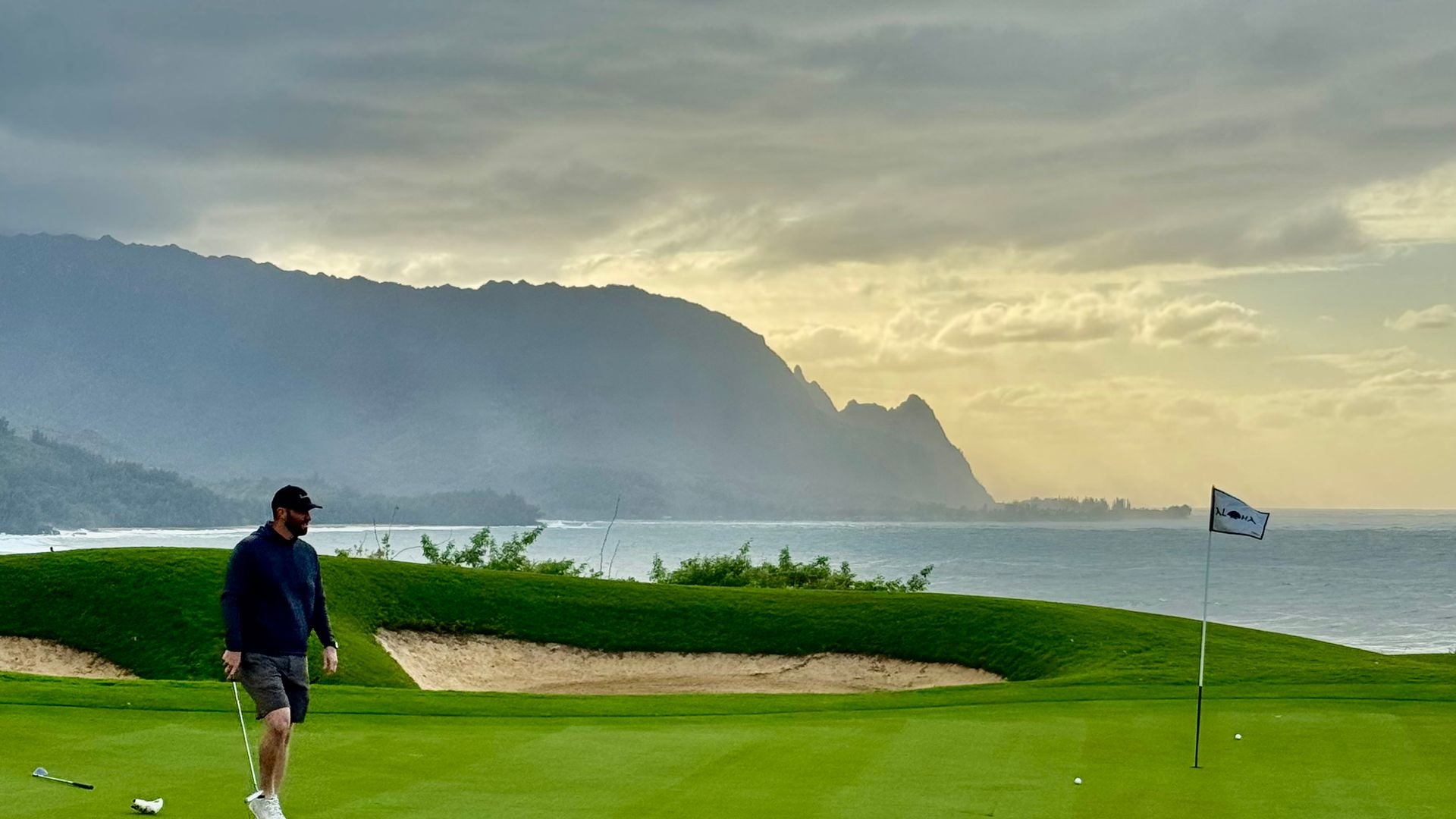 Golfer practicing on the course